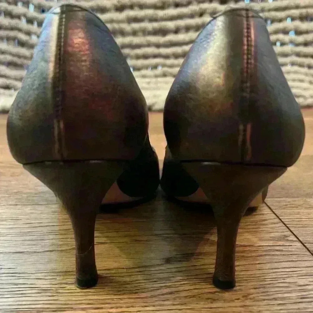 Vintage Roberto Capucci Brown and Metallic Bronze Heels Size 9 - Picture 15 of 15